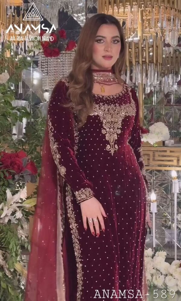 VELVET SEMI STITCHED SUIT - Image 2