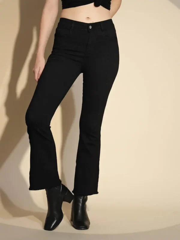 Women's Slim Fit Cotton Blend High Rise Black Jeans