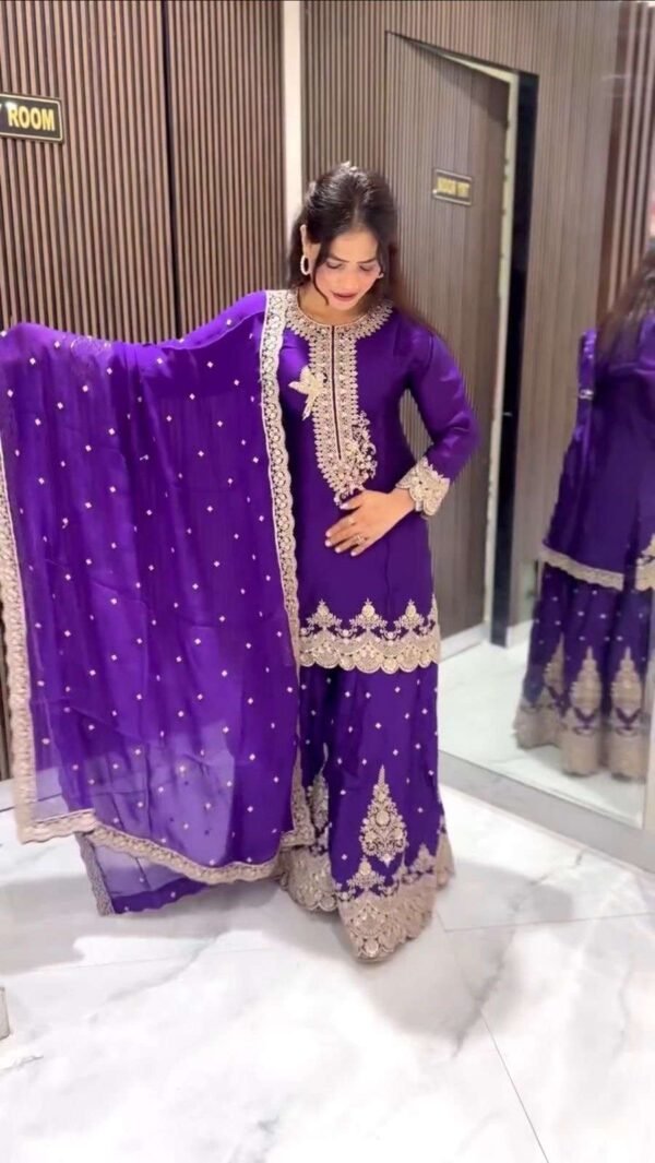 HEAVY FAUX GEORGETTE WITH SHARARA SUIT