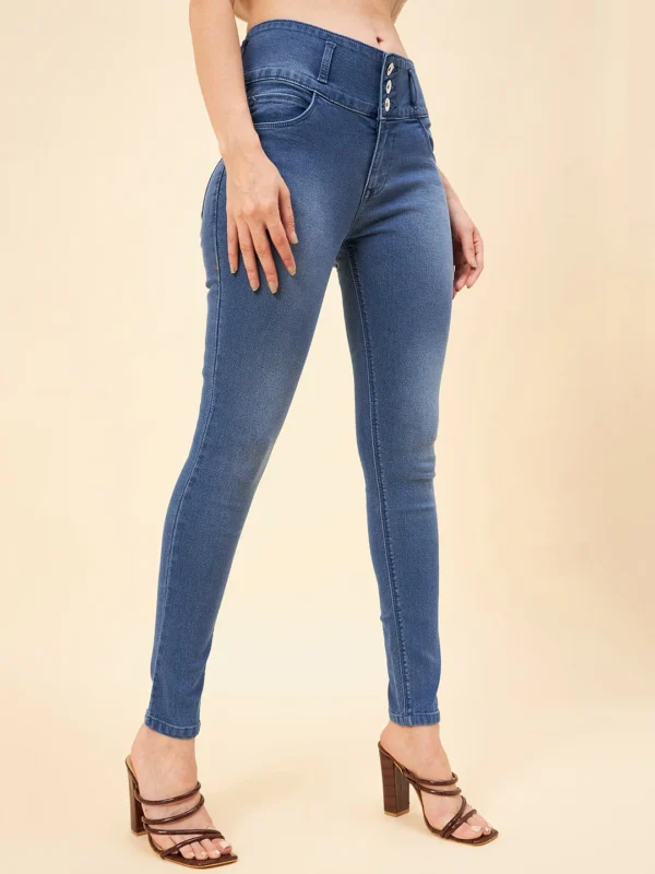 Women Plus Size Blue Slim Fit High-Rise Clean Look Stretchable Jeans - Image 4