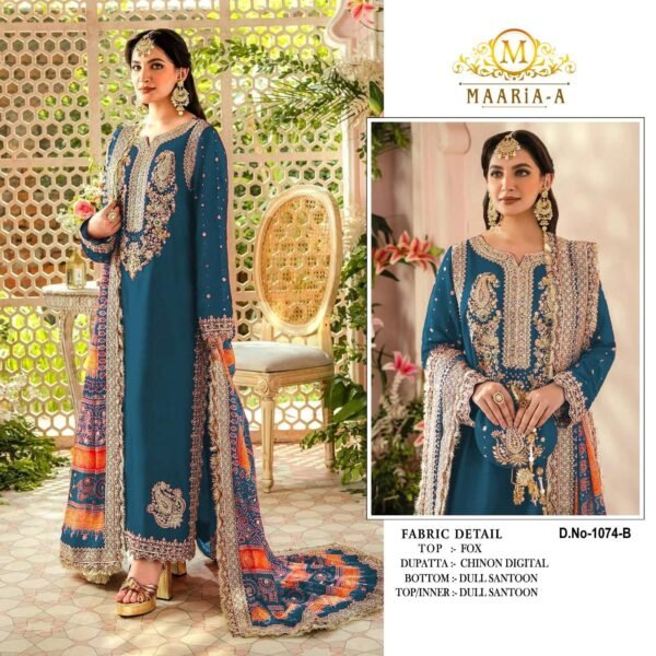 PAKISTANI SUIT MAARIA A P 1074 FABRICS GEORGETTE - Image 3