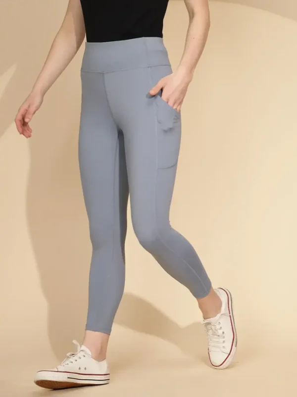 Grey Polycotton Skinny Fit Legging For Women - Image 3