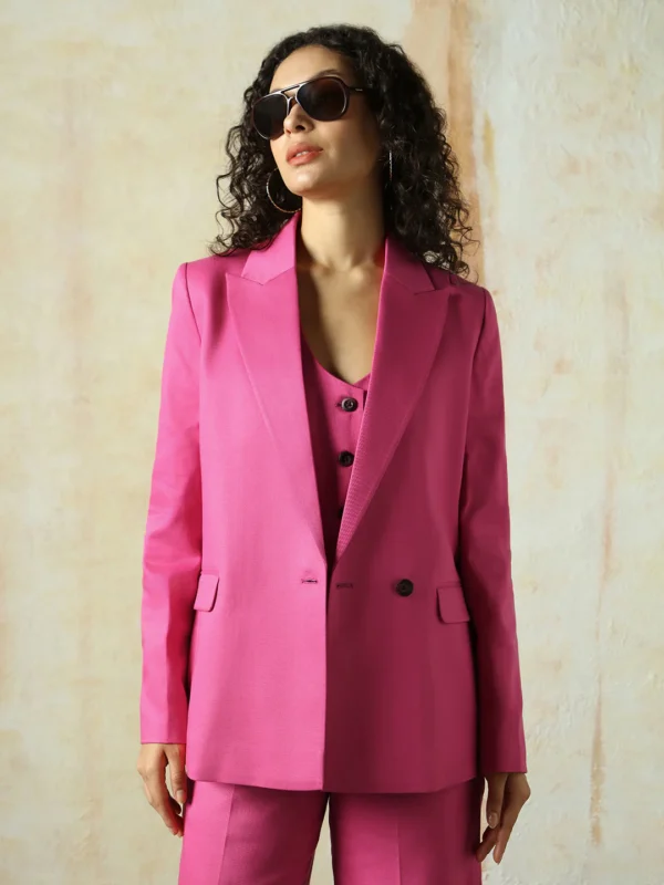 Women Solid Longline Length Oversized Notch Lapel Collar Full Sleeve Blazer