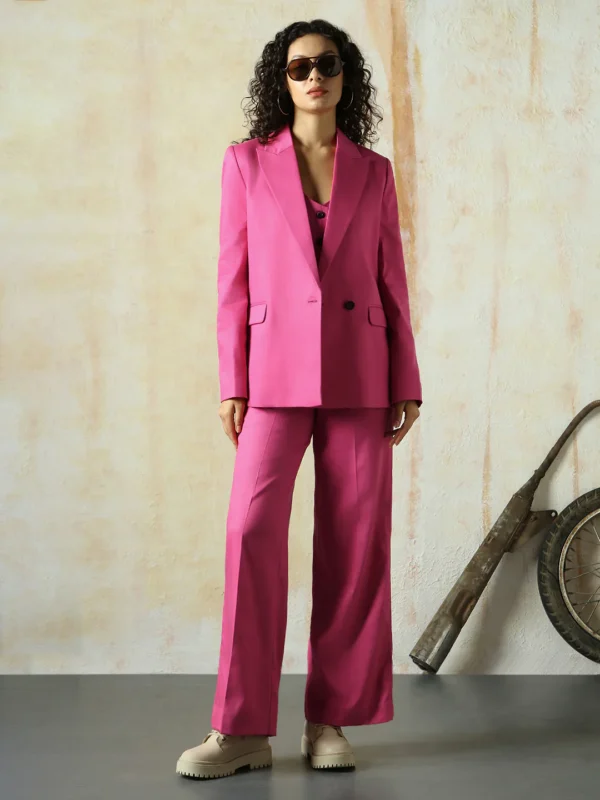 Women Solid Longline Length Oversized Notch Lapel Collar Full Sleeve Blazer - Image 5