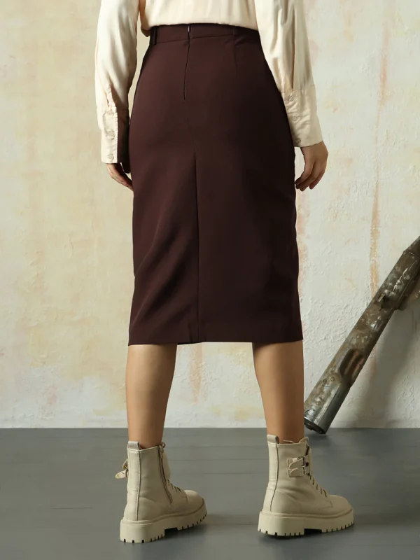 Women Solid Mid Length Slim Skirts - Image 4
