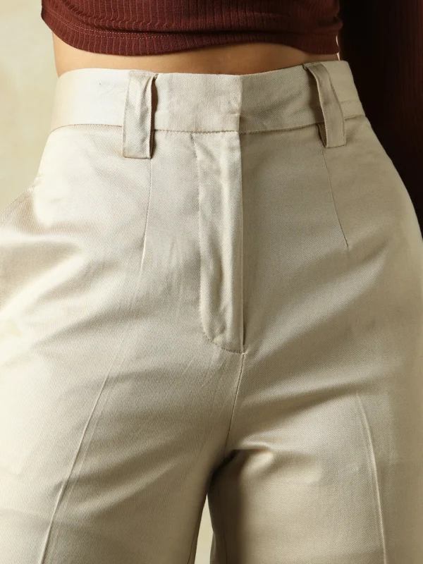 Women Solid Regular Length Wide Leg Trousers - Image 6