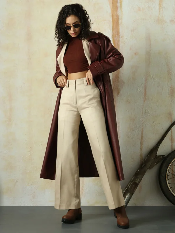 Women Solid Regular Length Wide Leg Trousers