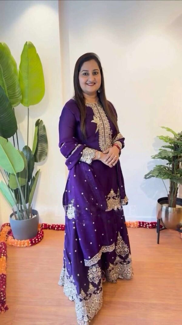 HEAVY FAUX GEORGETTE WITH SHARARA SUIT - Image 4
