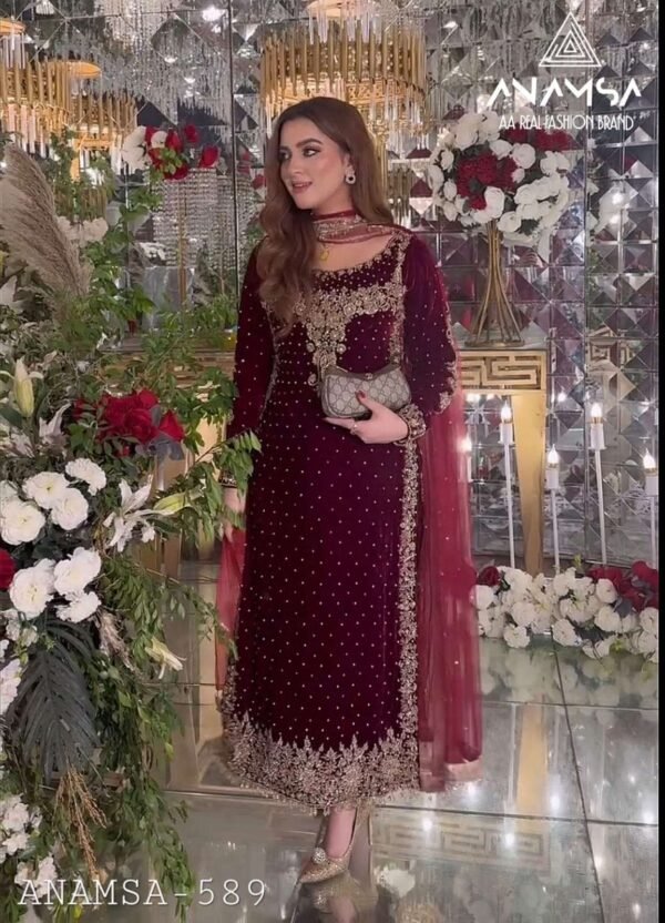 VELVET SEMI STITCHED SUIT