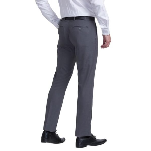 Men's Poly viscose Blend Checks Pattern Contemporary Fit Flat Front Formal Trouser - Image 9