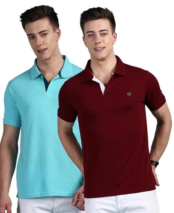 Lux Cozi Men's Super Combed Cotton Rich Solid Regular Fit Polo Neck Half Sleeve Casual T-Shirt | Polo T-Shirt for Men | Pack of 2 | - Image 9