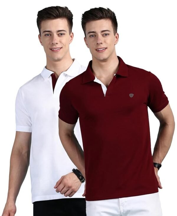 Lux Cozi Men's Super Combed Cotton Rich Solid Regular Fit Polo Neck Half Sleeve Casual T-Shirt | Polo T-Shirt for Men | Pack of 2 | - Image 12