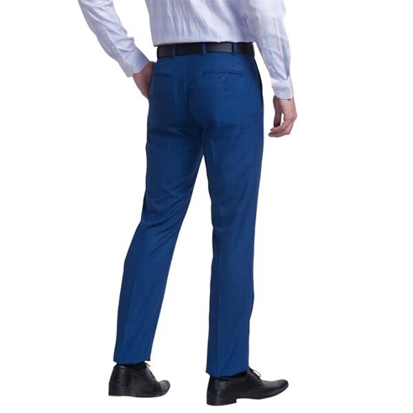 Men's Poly viscose Blend Checks Pattern Contemporary Fit Flat Front Formal Trouser - Image 5