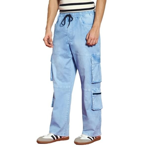 Men's Loose Baggy Fit Travel Cargo Jeans with 8 Pockets Stretchable - Image 25