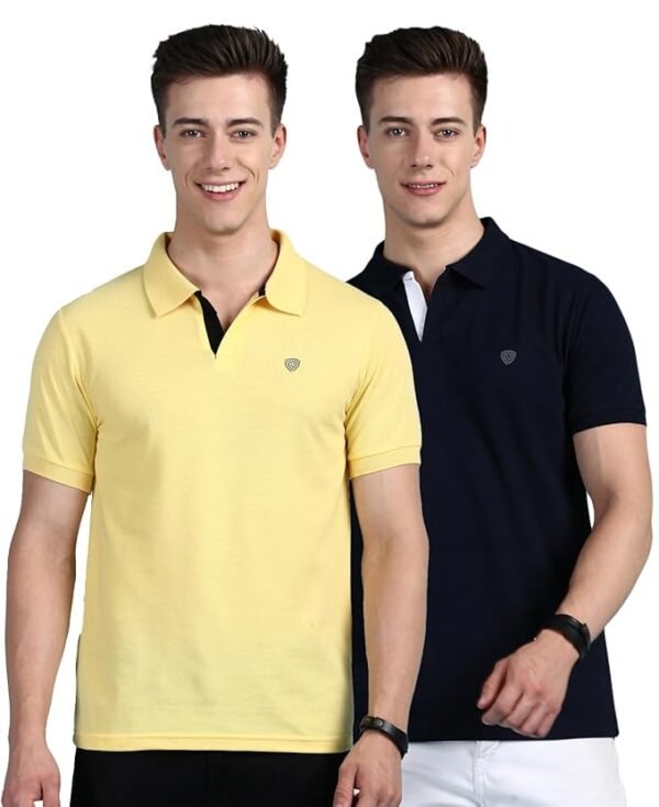 Lux Cozi Men's Super Combed Cotton Rich Solid Regular Fit Polo Neck Half Sleeve Casual T-Shirt | Polo T-Shirt for Men | Pack of 2 | - Image 7