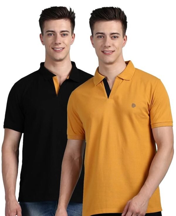 Lux Cozi Men's Super Combed Cotton Rich Solid Regular Fit Polo Neck Half Sleeve Casual T-Shirt | Polo T-Shirt for Men | Pack of 2 | - Image 5